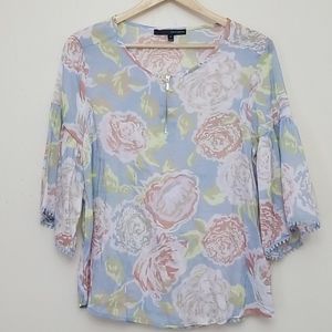 Harve Benard Floral Bell Sleeve Blouse Medium